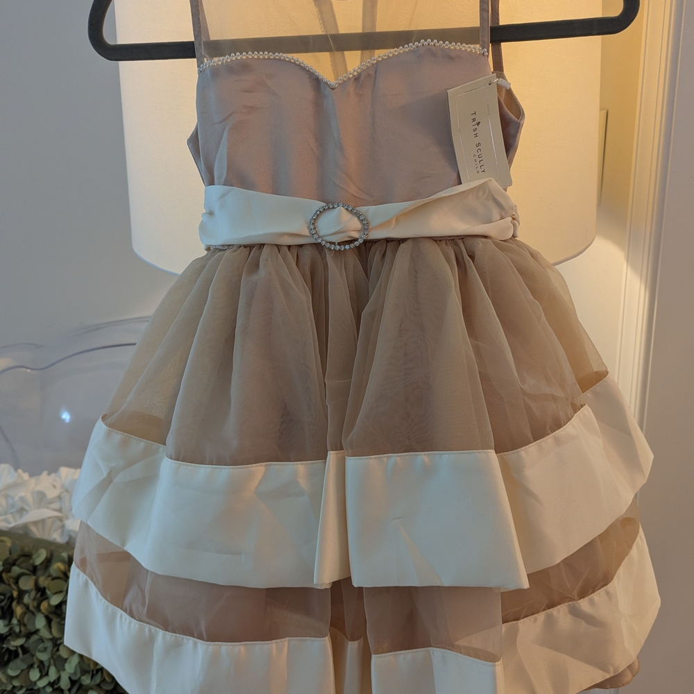 Elegant Kids Formal Dress in Cream and Tan